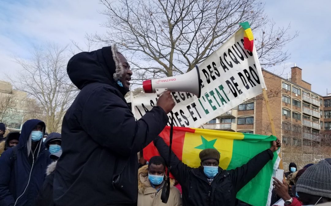 Manifestation contre la dictature au Sénégal à Montréal (Canada), le 6 mars 2021